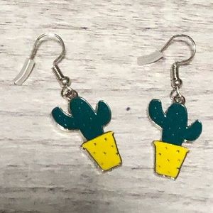 New Cactus silver tone earrings